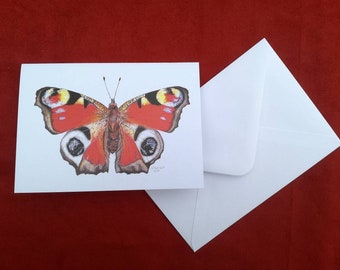 Peacock Butterfly Card, Butterfly card, Greetings card, Insect card, Bug card, Animal cards, Blank greetings card, Birthday card, Butterfly