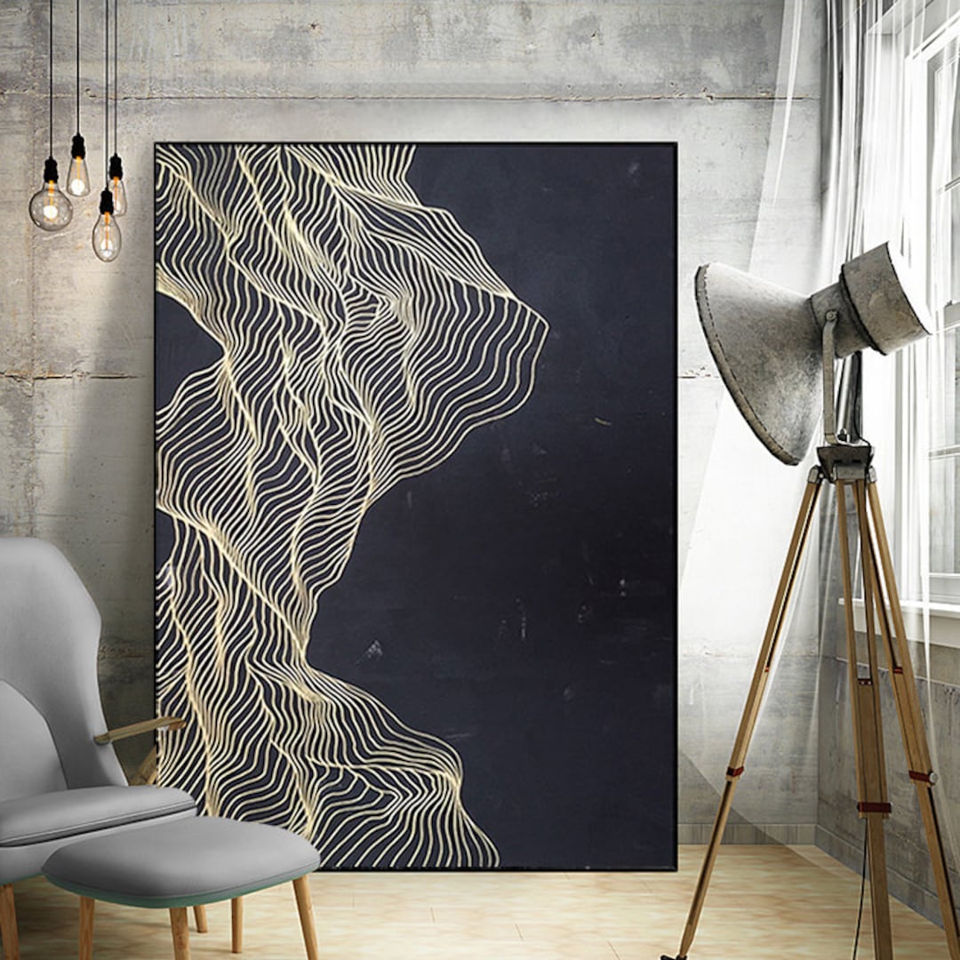 Wall Art Large Scale Pure Handpainted Threedimensional Black and