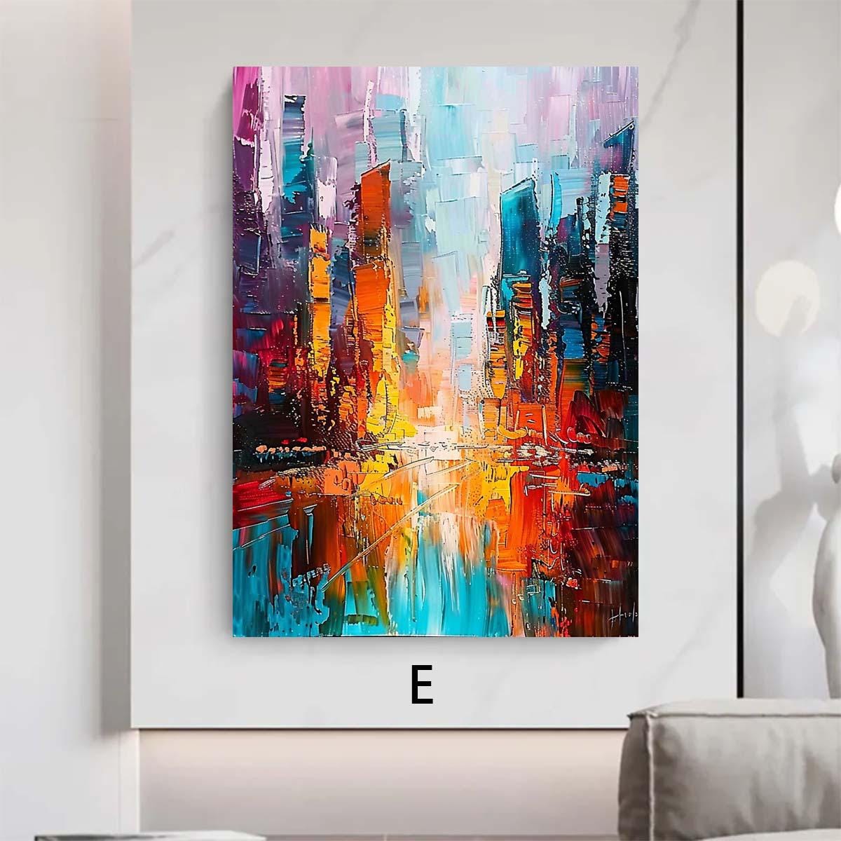 Textured New York City Abstract Painting: Red and Blue Canvas Art