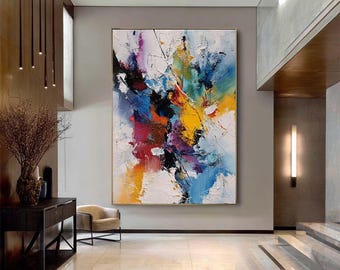 Large VAbstract Original Painting, Heavy Impasto Texture Oil Artwork(Framed)