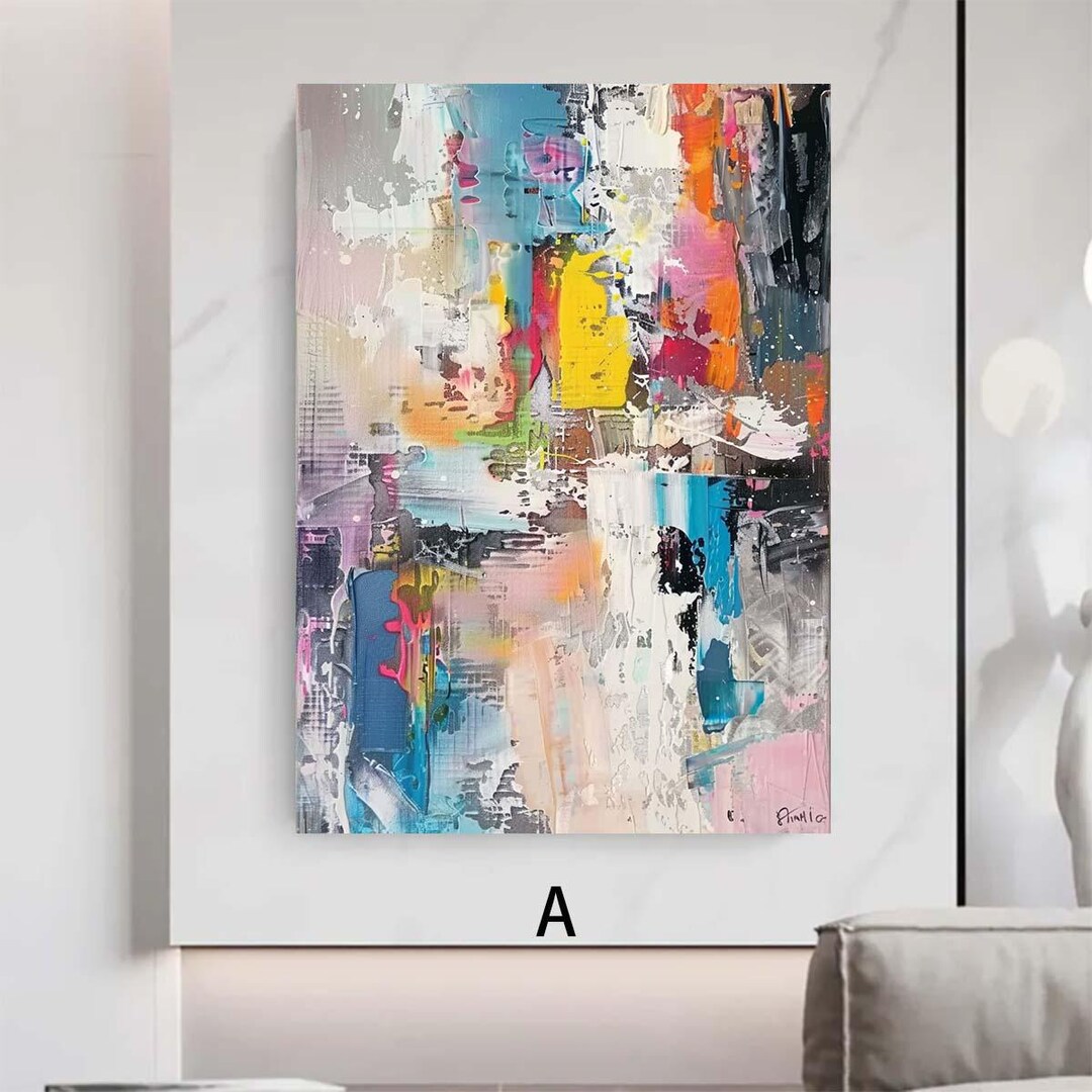 Blue Yellow Abstract Painting: Extra Large Textured Canvas Art ...