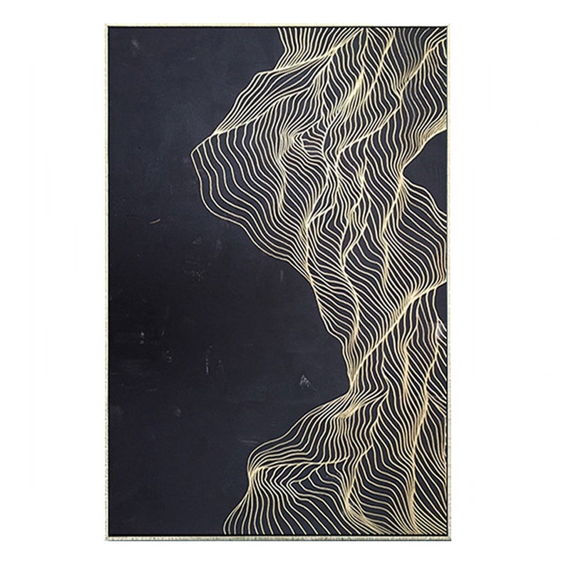 Wall Art Large Scale Pure Handpainted Threedimensional Black Etsy