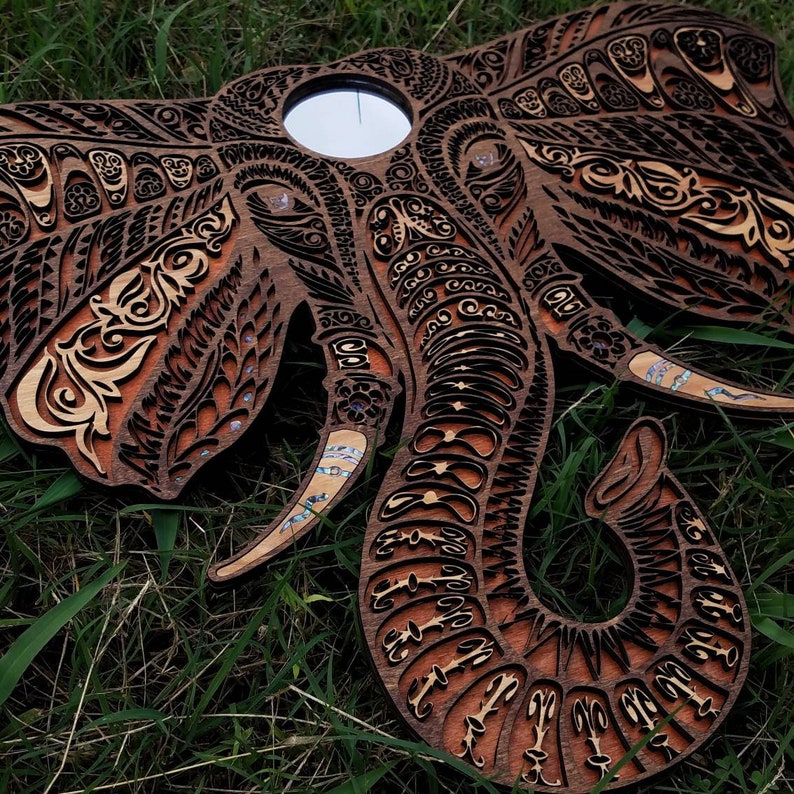 Laser Cut Elephant Head with Infinity Mirror Wall Art Etsy