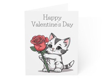 Valentine's Day Cat Folded Greeting Card, 4.25"x5.5"