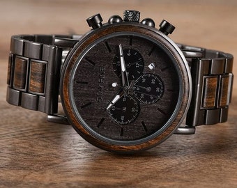 Cadeau d'anniversaire pour lui, montre en bois, montre personnalisée, montre gravée, montre en bois, montre de garçon d'honneur, montre pour homme, cadeau petit ami pour homme