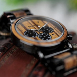 Anniversary Gift for Him,Wood Watch,Personalized Watch,Engraved Watch,Wooden Watch,Groomsmen Watch,Mens Watch,Boyfriend Gift for Men image 4