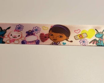 Disney inspired 7/8" Doc McStuffins Pink Ribbon by the yard