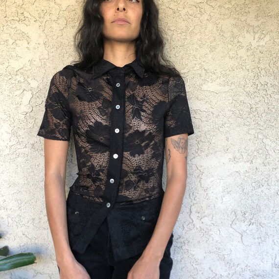 Black Floral Lace Top