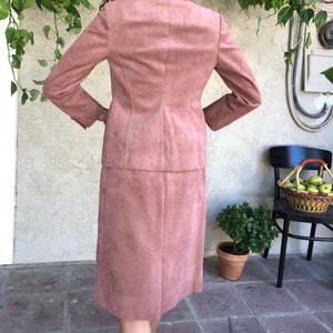 Dusty Pink Suede Skirt Suit image 5