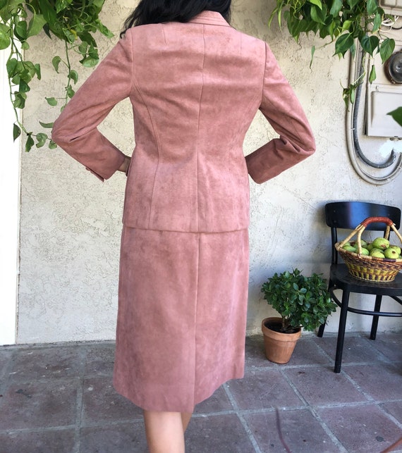 Dusty Pink Suede Skirt Suit - image 5