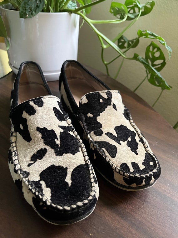 Cow Print Suede Loafers Gem