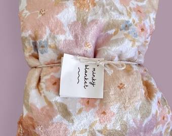 Floral Minky Baby Blanket – Hand-Drawn Pastel Jungle Print