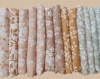 Floral Cotton Muslin Baby Blanket - Lightweight Summer Blanket