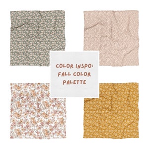 fall season color palette inspo for the four fall swaddle blankets in green, peach, white and mustard