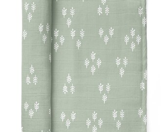 Forest Green Baby Boy Muslin Swaddle - Soft, Breathable Fabric for Newborns