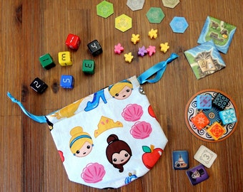 Princess Emojiland RPG Dice Bag | Game Bag | Token Bag | Lined Drawstring Bag | Tabletop Gamers, Role Players | Game Accessory