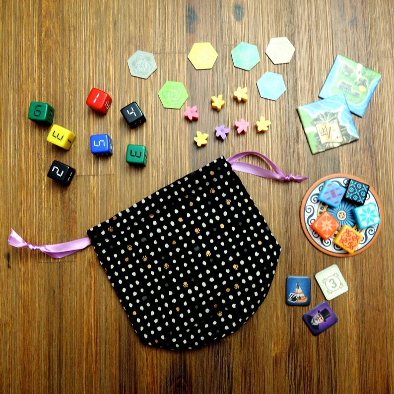 Neko Neko Dice Bag Lined Drawstring Bag Tabletop Gamers, Role Players Game Accessory image 1