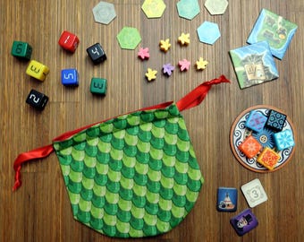 Pixel Green Dragon Scales RPG Dice Bag | Lined Drawstring Bag | Tabletop Gamers, Role Players | Game Accessory