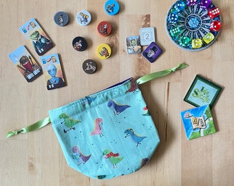 Kawaii Dinos Dice Bag | Lined Drawstring Bag | Tabletop Gamers, Role Players | Game Accessory