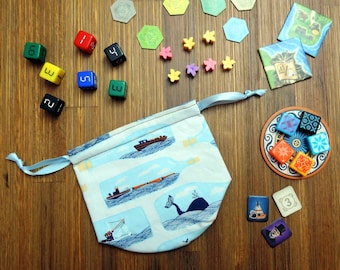 Hook, Line, and Sinker Dice Bag | Lined Drawstring Bag | Tabletop Gamers, Role Players | Game Accessory