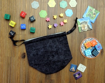 Distressed Black RPG Dice Bag | Game Bag | Token Bag | Lined Drawstring Bag | Tabletop Gamers, Role Players | Game Accessory