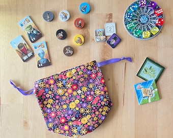 Petite Flowers Dice Bag | Lined Drawstring Bag | Tabletop Gamers, Role Players | Game Accessory