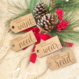 Wood Gift Tags, Customized Gift Tags, Something You Want, Something You Need, Something You Wear, Something You Read