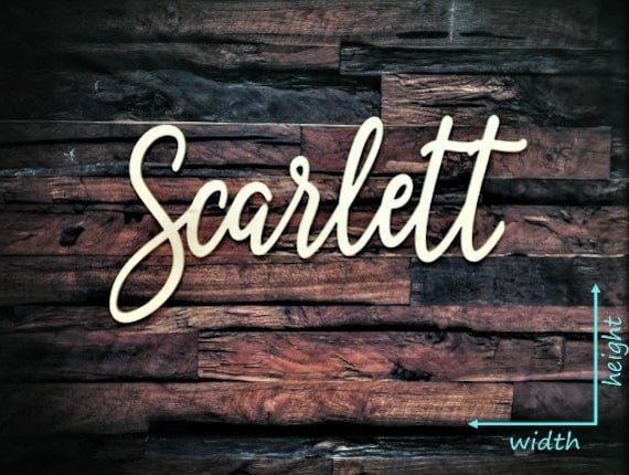 Wood Name Sign for wall LARGE Custom Name SCARLETT STYLE