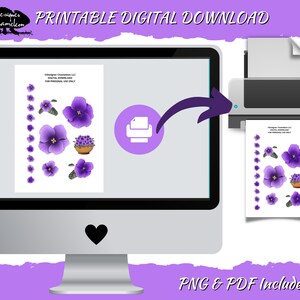 Digital druckbare Februar Violet Sticker