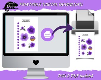 Digital Printable February Violet Planner Stickers