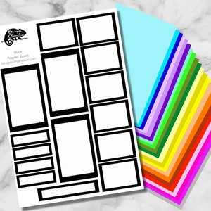 May include: Black planner boxes with various sizes and shapes. The boxes are outlined in black and are ready to be filled with your own planner stickers and washi tape.
