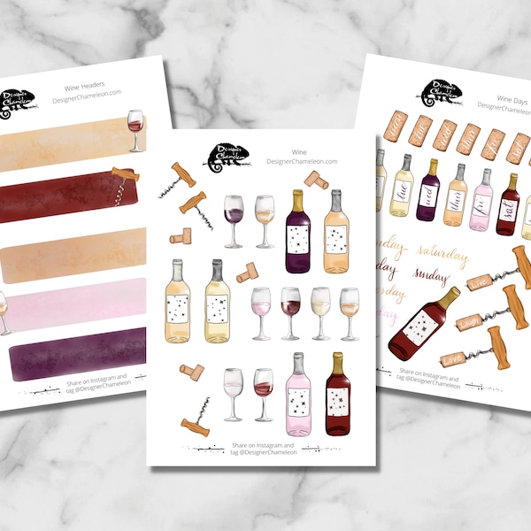 Wine Planner Sticker Sheet and Month Kit *UPDATED