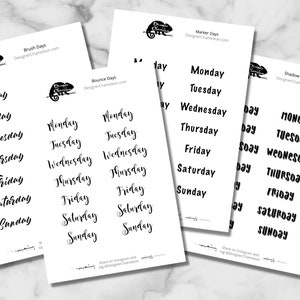 Days of the Week Planner Stickers