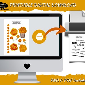 Digital Printable October Marigold Planner Stickers