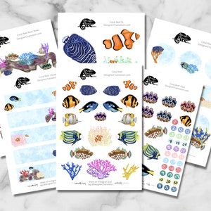 Coral Reef Planner Sticker Sheet & Month Kit