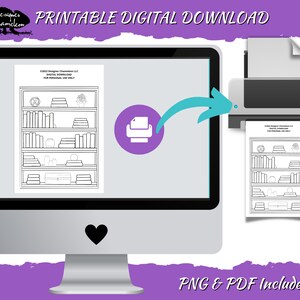 Digital Printable Bookshelf Reading Tracker Planner Stickers