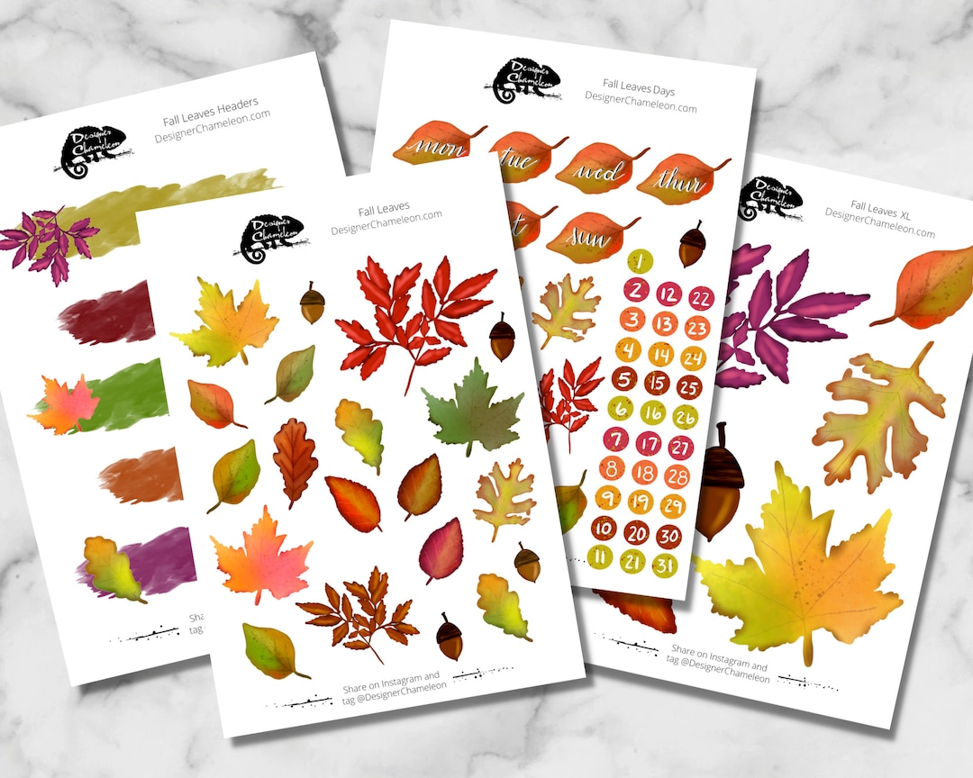 Fall Leaves Planner Sticker Sheet Kit - Etsy