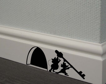Cinderella Mice Pals Wall Decal: Jaq and Gus Mouse Hole Sticker