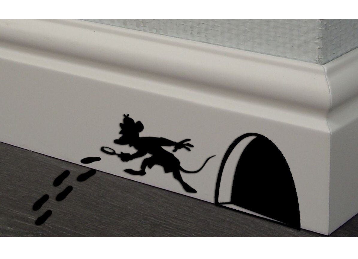 Sleuth Mouse Baseboard Vinyl Decal, Detective Rat Sticker - Etsy