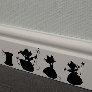 Cendrillon 3 souris Décalque, Décor à la maison de Disney, décalque de mur de Disney, autocollant de mur de Disney, décalcomanies de mur d’enfants, décalcomanies de cuisine, décalcomanies de carte de jupe