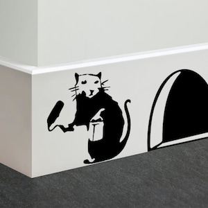 Banksy Painting Rat Decal,Mice Home Decor,Disney Wall Decal,Skirting Board vinyl,Kids Wall Decal,Kitchen Decal,Banksy Mouse