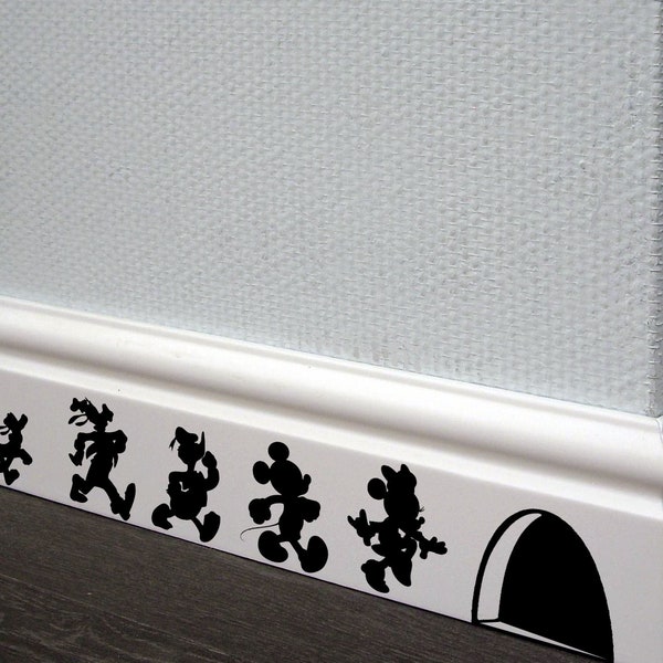 Disney Baseboard Decal,Set of Disney Stickers, Mickey Mouse,Minnie Mouse,Goofy,Pluto,Donald Duck,Disney Family, Laptop,Door,Nursery Decal