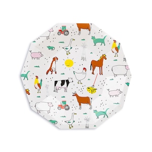 Farm Animal Print Small Plates - Pack of 8