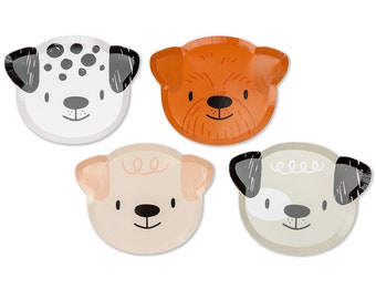 bow wow large plates mixed pack | 8 pack | bow wow party supplies | puppy party theme | puppy plates | dog plates | birthday plates