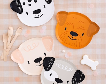 Puppy Dog Large Plates - Pack of 8, 2 of Each Style
