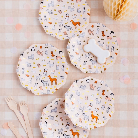 Puppy Party Small Plates - Pack of 8 Paper Plates