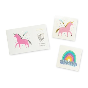 Tatuajes temporales de unicornio y arcoíris (paquete de 2)
