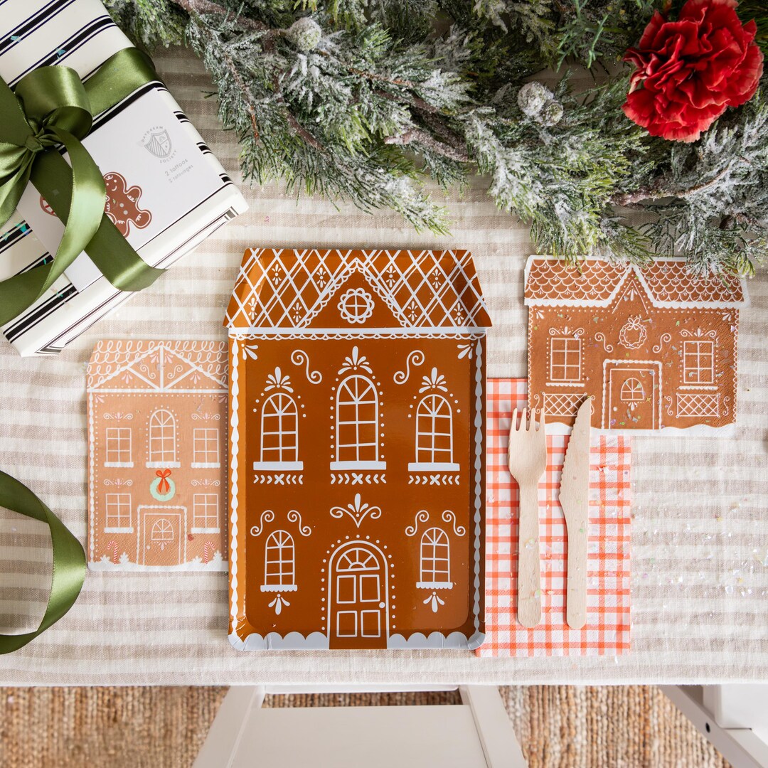 Gingerbread House Plates in Dark Brown - Pack of 8 - Etsy