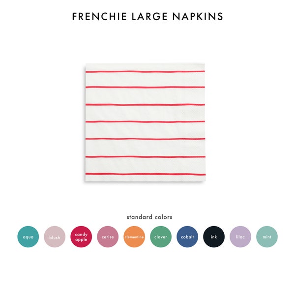Frenchie Striped Large Napkins - 16 Pk. - 10 Color Options