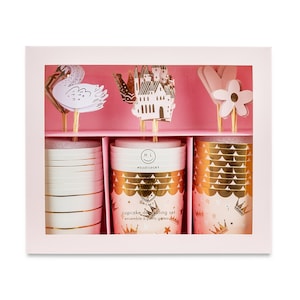 Süße Prinzessin Cupcake Dekorier Set - Set beinhaltet 24 Topper + 24 Backförmchen